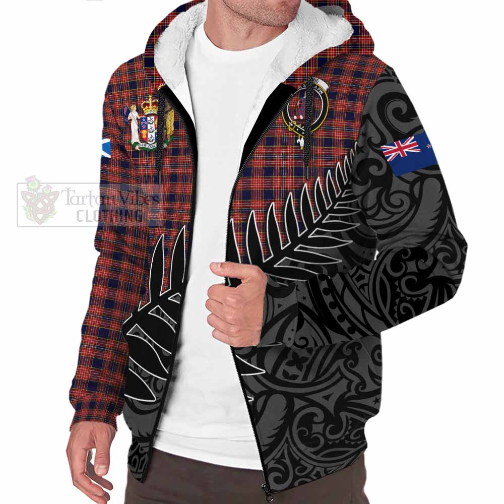 Tartan Vibes Clothing Ogilvie (Ogilvy) Crest Tartan Sherpa Hoodie with New Zealand Silver Fern Half Style