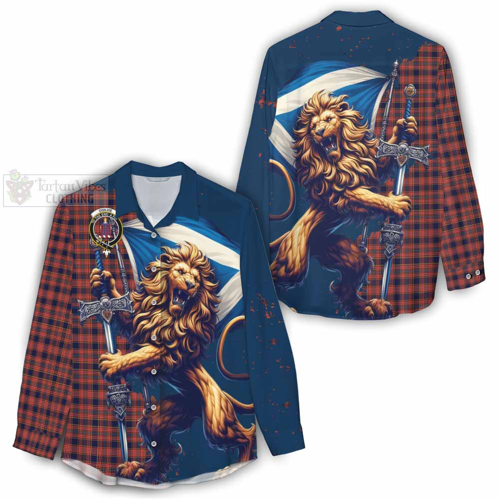 Tartan Vibes Clothing Ogilvie (Ogilvy) Tartan Family Crest Women's Casual Shirt with Scottish Majestic Lion