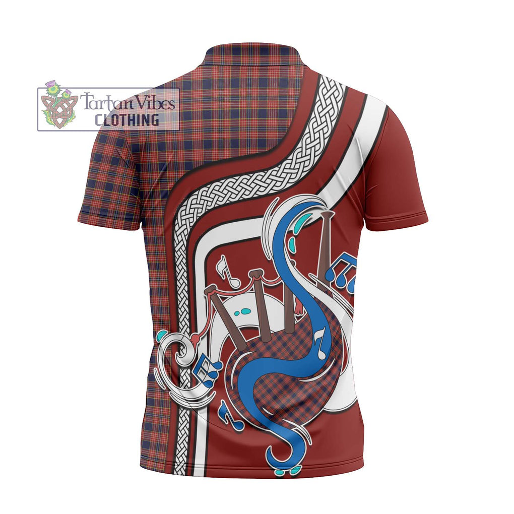 Ogilvie (Ogilvy) Tartan Zipper Polo Shirt with Epic Bagpipe Style - Tartanvibesclothing Shop