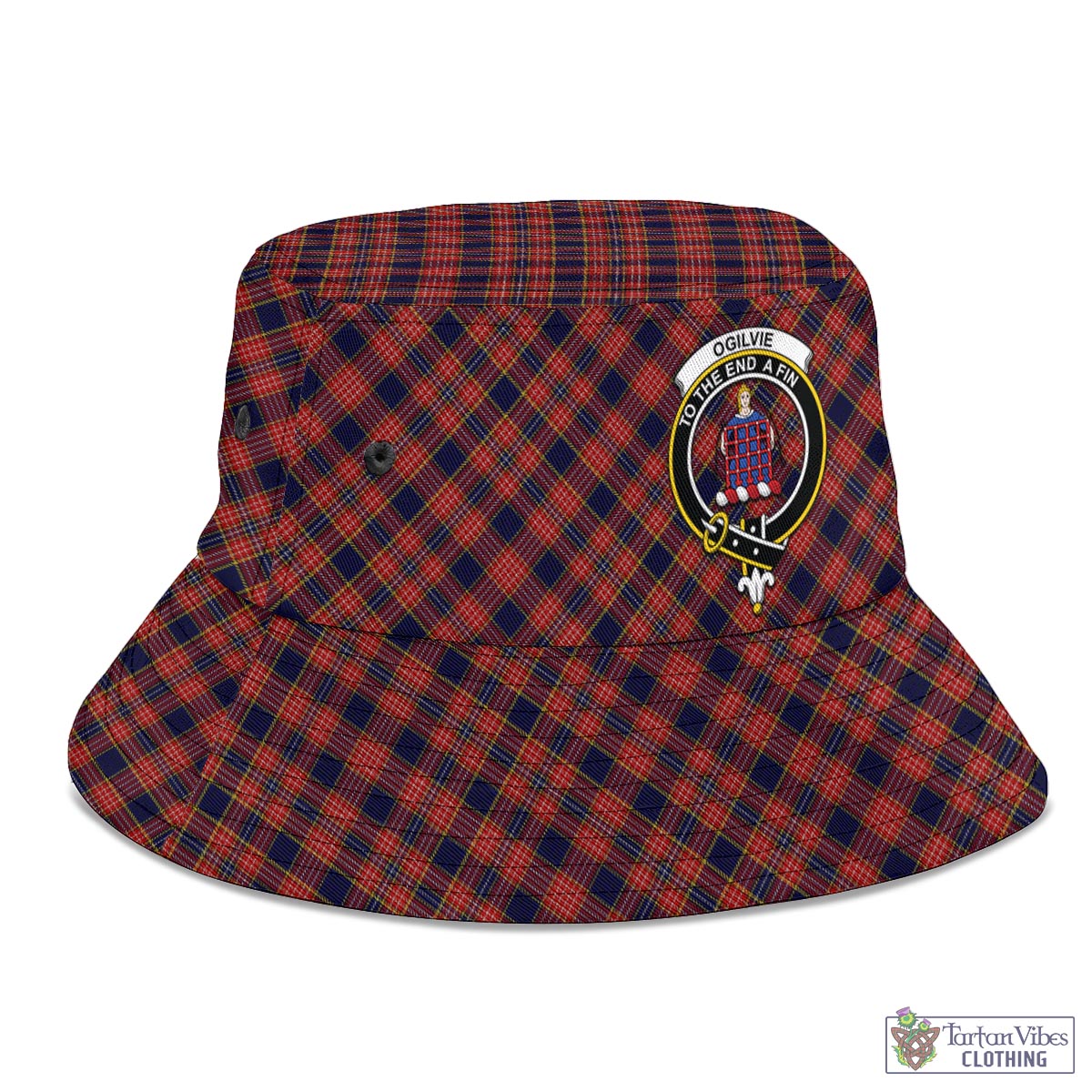 Tartan Vibes Clothing Ogilvie (Ogilvy) Tartan Bucket Hat with Family Crest