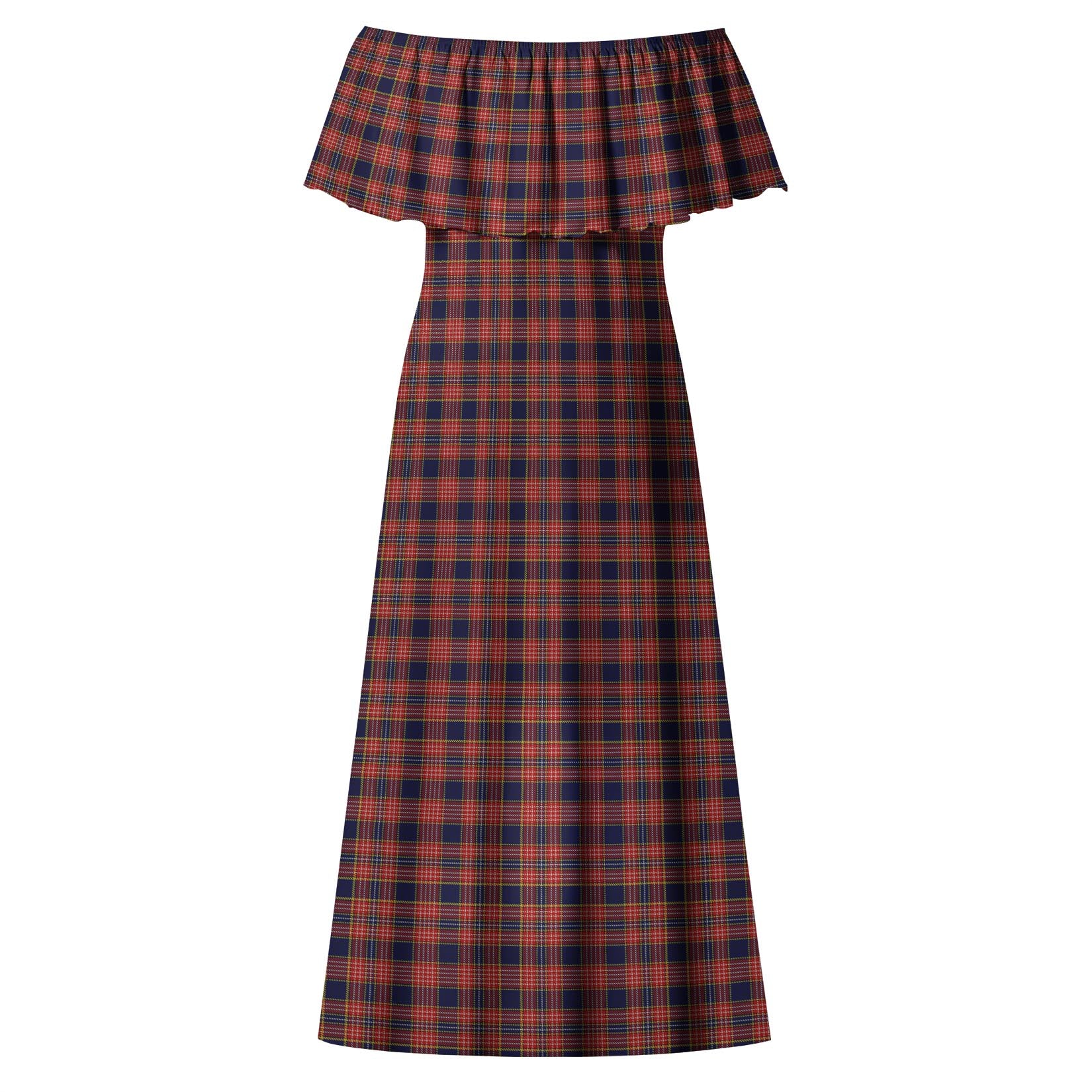 Ogilvie (Ogilvy) Tartan Off Shoulder Long Dress - Tartanvibesclothing