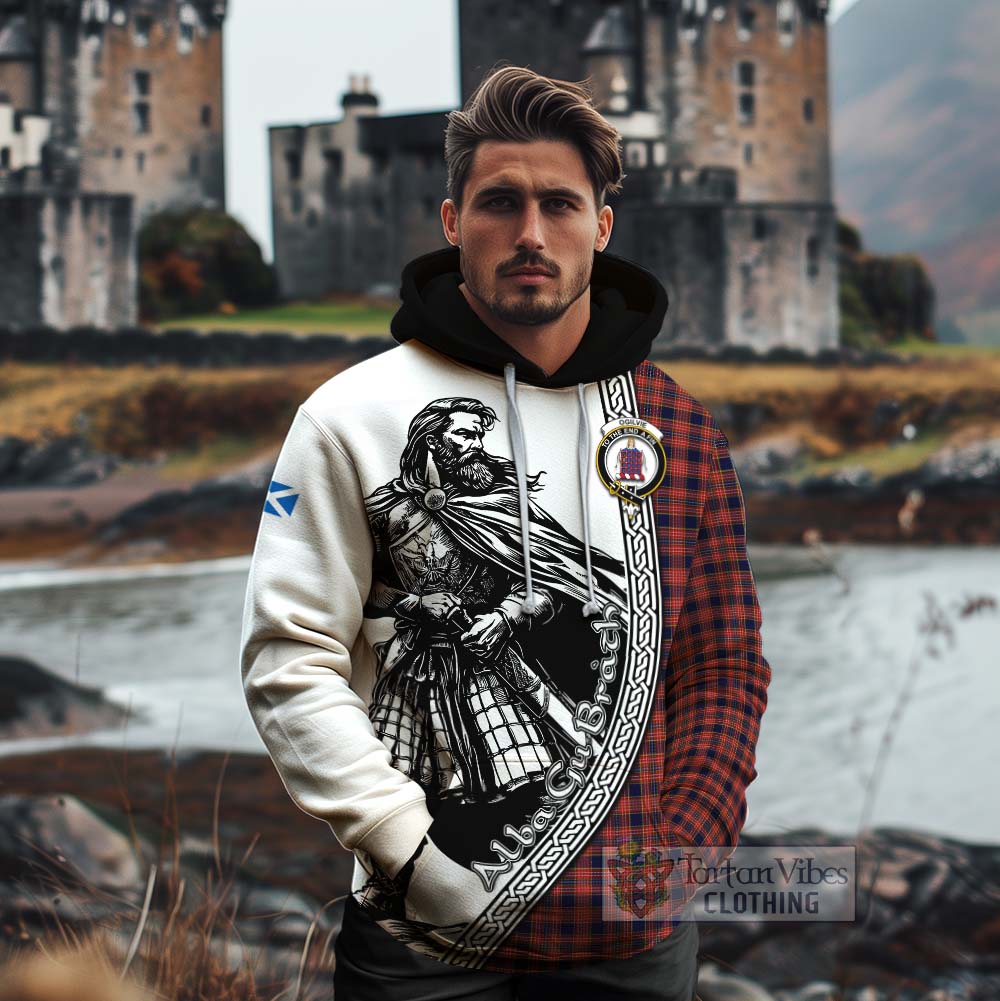 Tartan Vibes Clothing Ogilvie (Ogilvy) Tartan Clan Crest Cotton Hoodie with Highlander Warrior Celtic Style