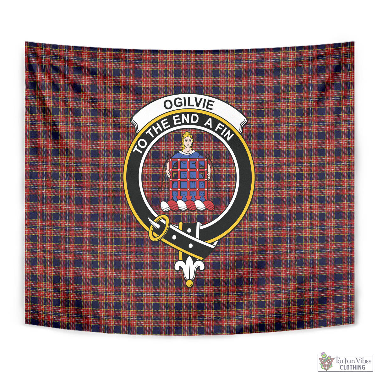 Tartan Vibes Clothing Ogilvie (Ogilvy) Tartan Tapestry Wall Hanging and Home Decor for Room with Family Crest