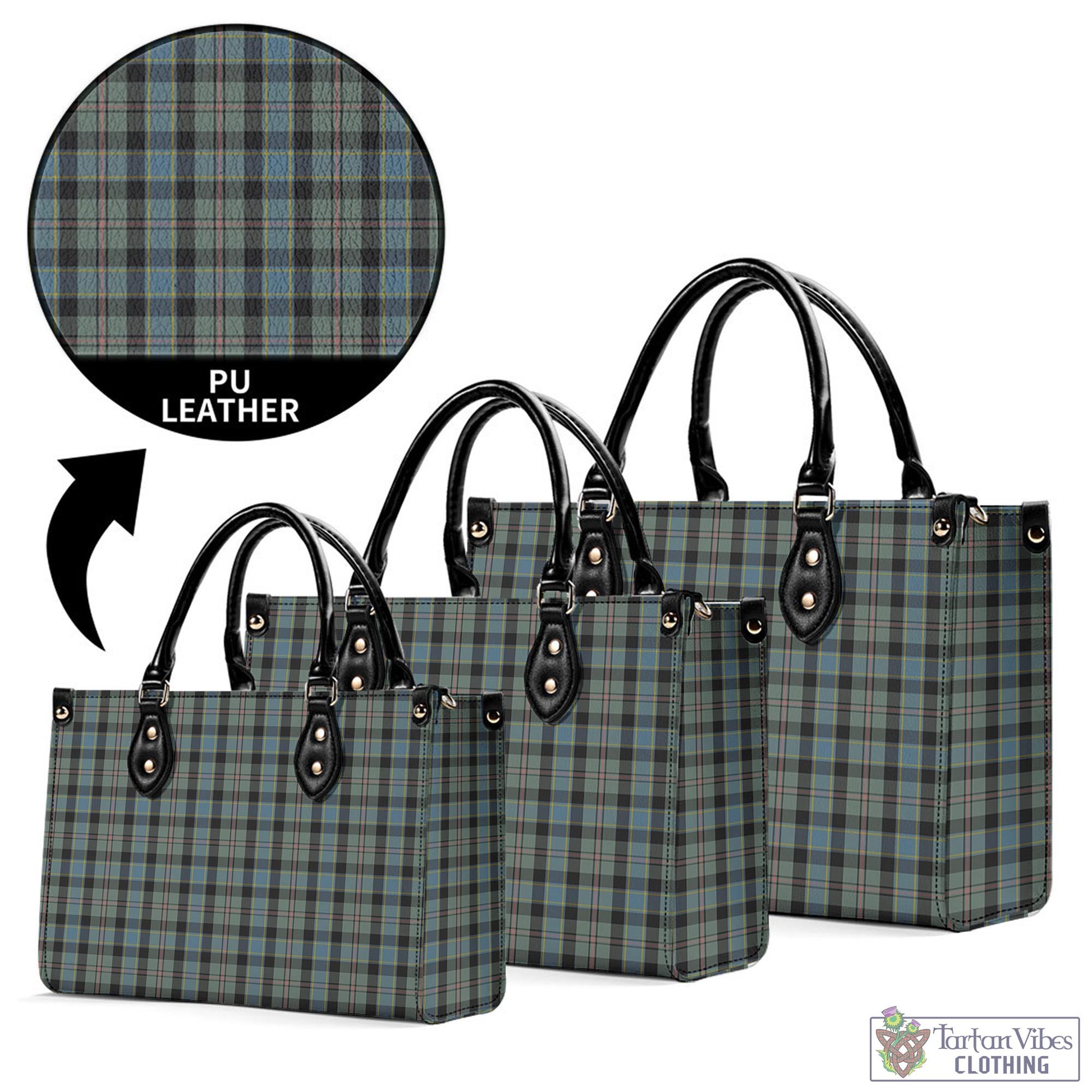 Tartan Vibes Clothing Ogilvie (Ogilvy) Hunting Tartan Luxury Leather Handbags