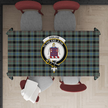 Ogilvie (Ogilvy) Hunting Tartan Tablecloth with Family Crest