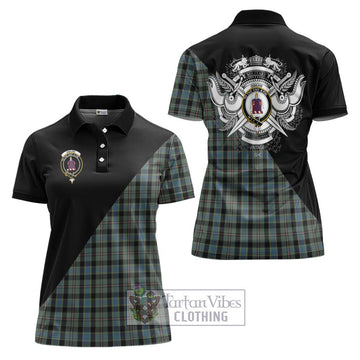 Ogilvie (Ogilvy) Hunting Tartan Women's Polo Shirt with Family Crest and Military Logo Style