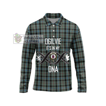 Ogilvie (Ogilvy) Hunting Tartan Long Sleeve Polo Shirt with Family Crest DNA In Me Style