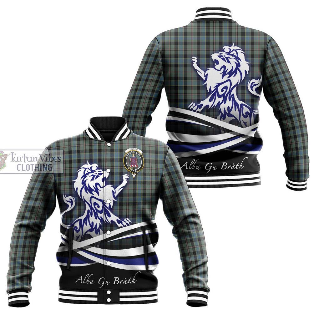 Ogilvie (Ogilvy) Hunting Tartan Baseball Jacket with Alba Gu Brath Regal Lion Emblem Unisex - Tartanvibesclothing Shop