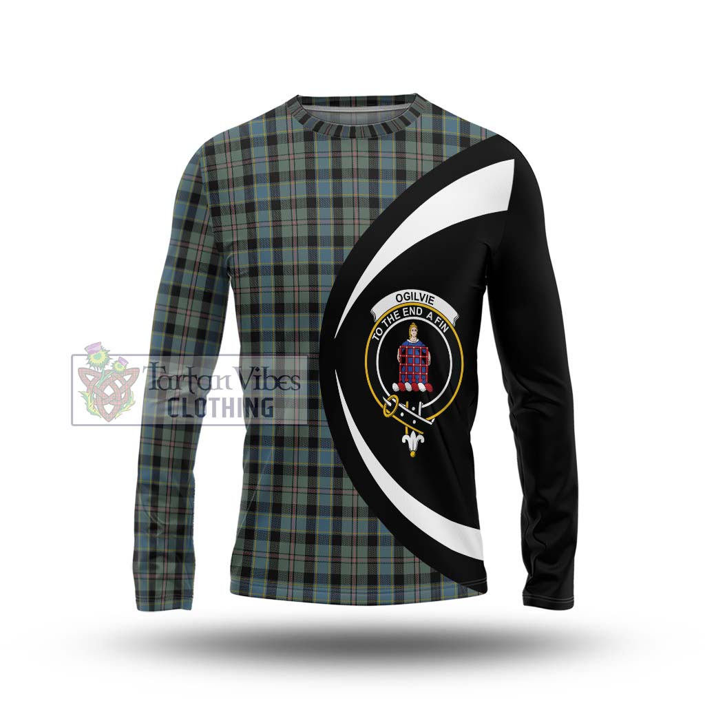 Ogilvie (Ogilvy) Hunting Tartan Long Sleeve T-Shirt with Family Crest Circle Style Unisex - Tartan Vibes Clothing