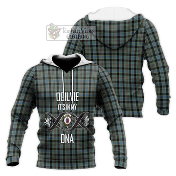 Ogilvie (Ogilvy) Hunting Tartan Knitted Hoodie with Family Crest DNA In Me Style