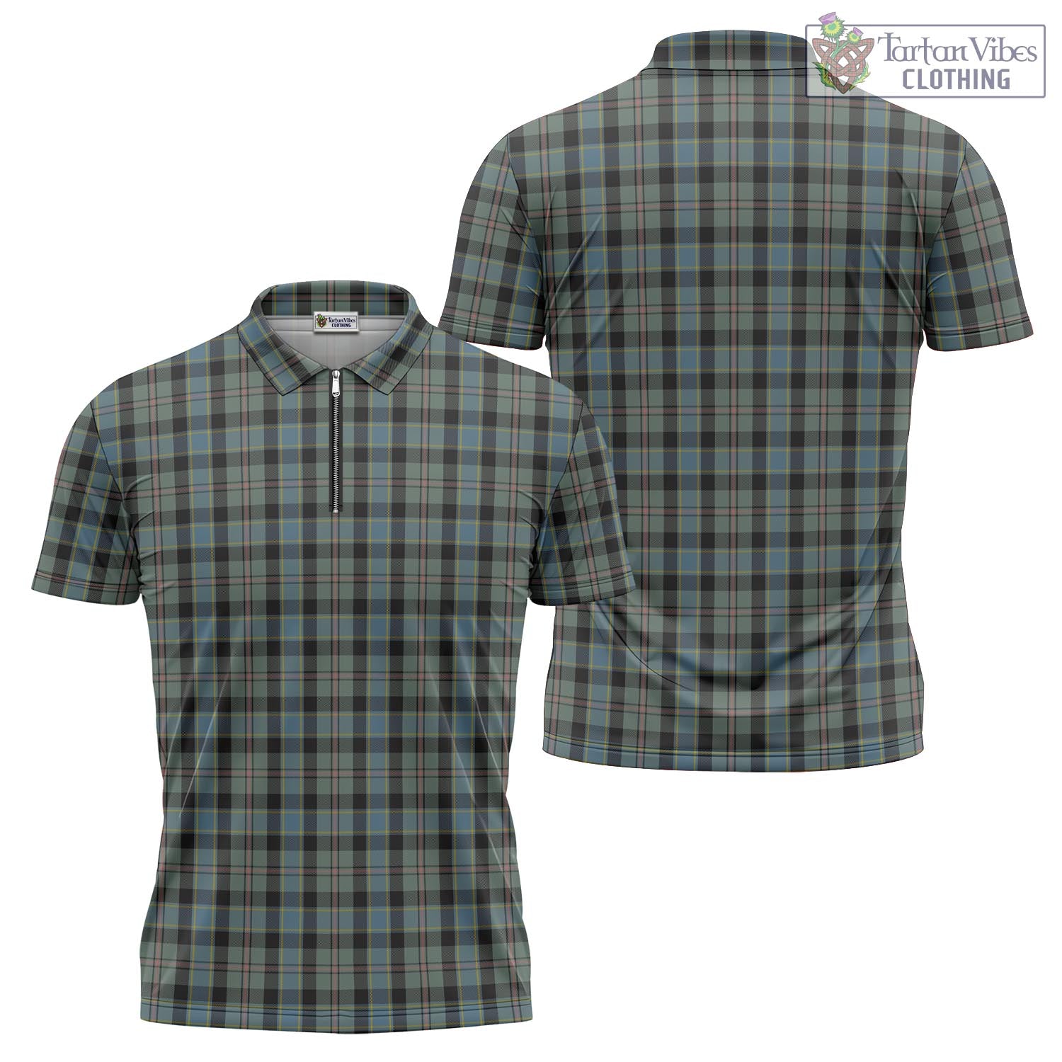 Tartan Vibes Clothing Ogilvie (Ogilvy) Hunting Tartan Zipper Polo Shirt