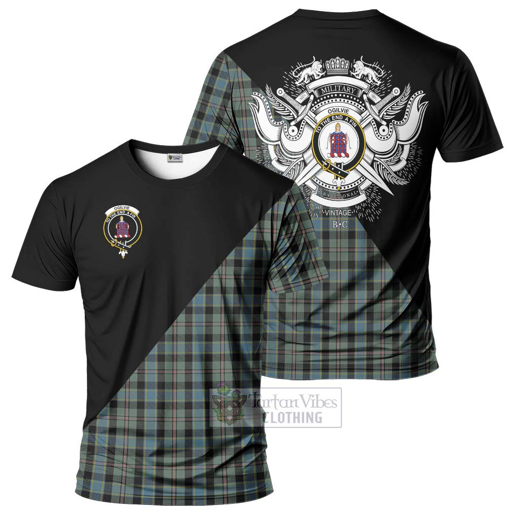 Ogilvie (Ogilvy) Hunting Tartan T-Shirt with Family Crest and Military Logo Style Kid's Shirt - Tartanvibesclothing Shop