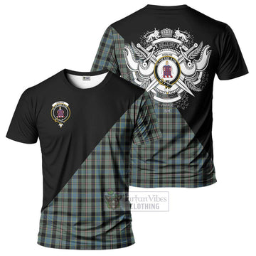 Ogilvie (Ogilvy) Hunting Tartan T-Shirt with Family Crest and Military Logo Style