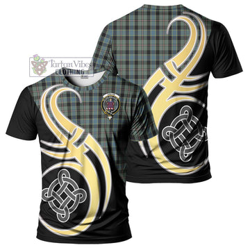 Ogilvie (Ogilvy) Hunting Tartan T-Shirt with Family Crest and Celtic Symbol Style