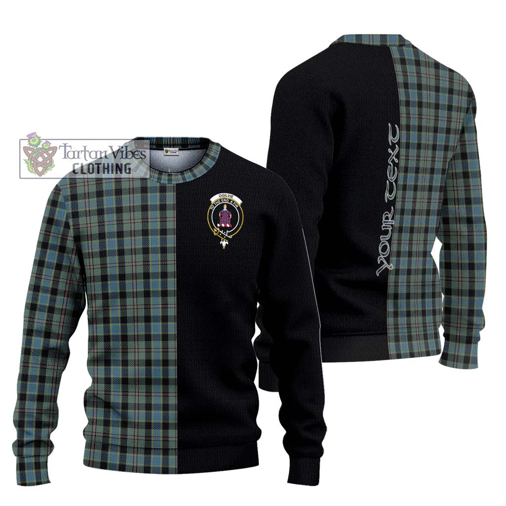 Ogilvie (Ogilvy) Hunting Tartan Knitted Sweater with Family Crest and Half Of Me Style Unisex - Tartanvibesclothing Shop