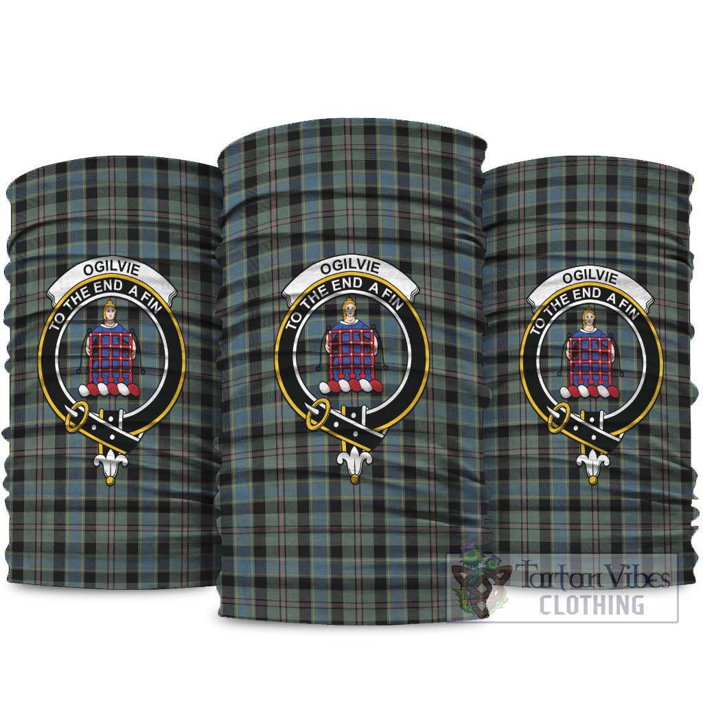 Ogilvie (Ogilvy) Hunting Tartan Neck Gaiters, Tartan Bandanas, Tartan Head Band with Family Crest