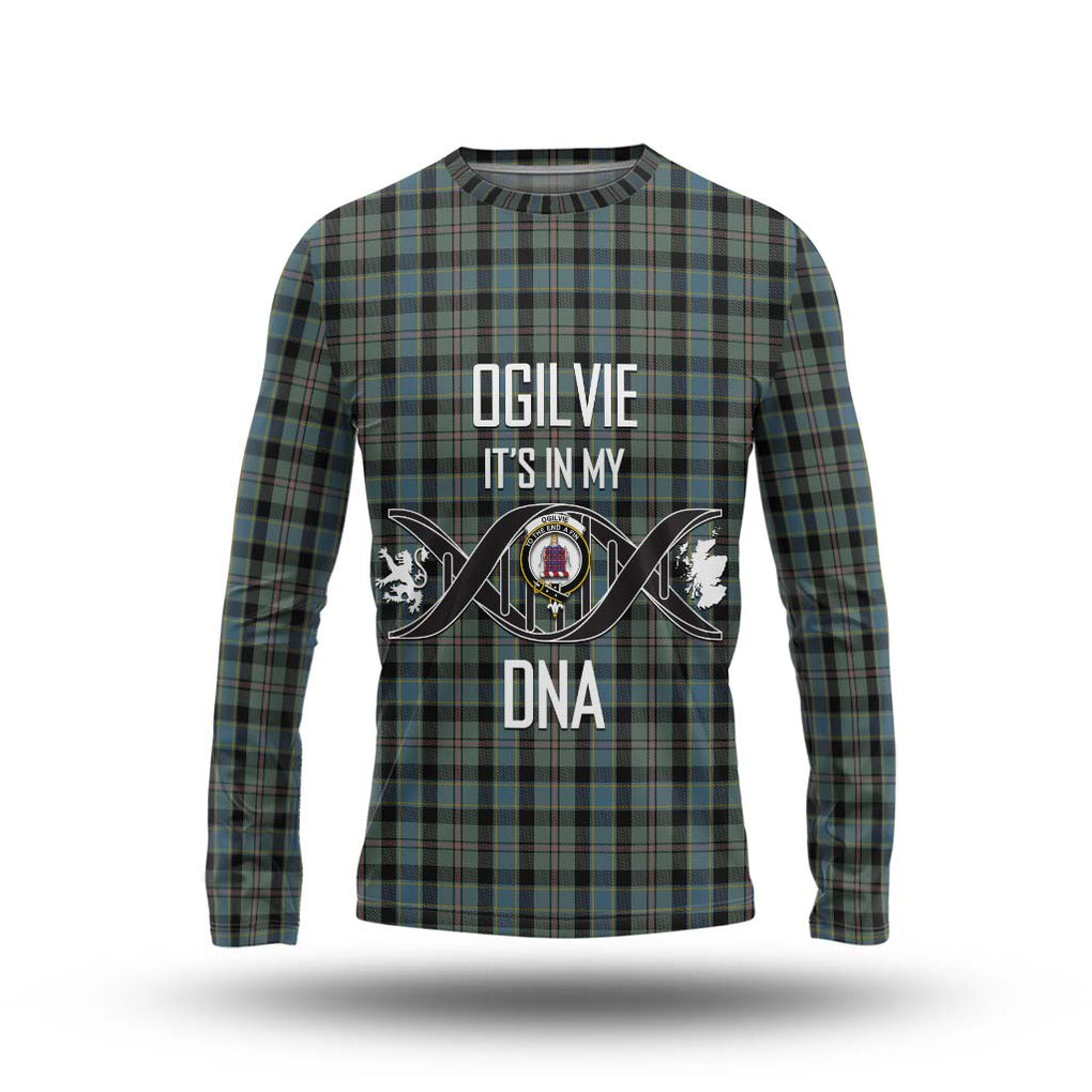 Ogilvie (Ogilvy) Hunting Tartan Long Sleeve T-Shirt with Family Crest DNA In Me Style Unisex - Tartanvibesclothing Shop