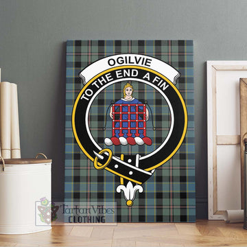 Ogilvie (Ogilvy) Hunting Tartan Canvas Print Wall Art with Family Crest