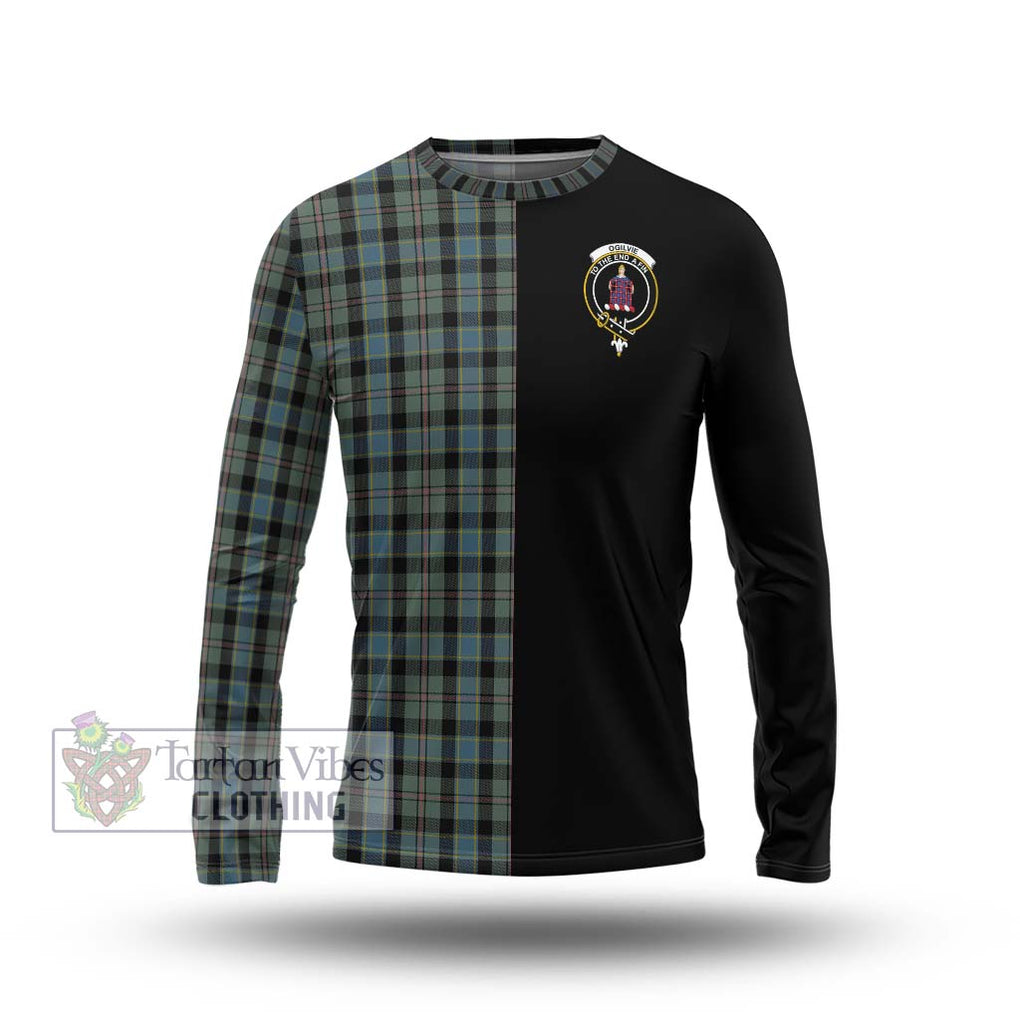 Ogilvie (Ogilvy) Hunting Tartan Long Sleeve T-Shirt with Family Crest and Half Of Me Style Unisex - Tartanvibesclothing Shop