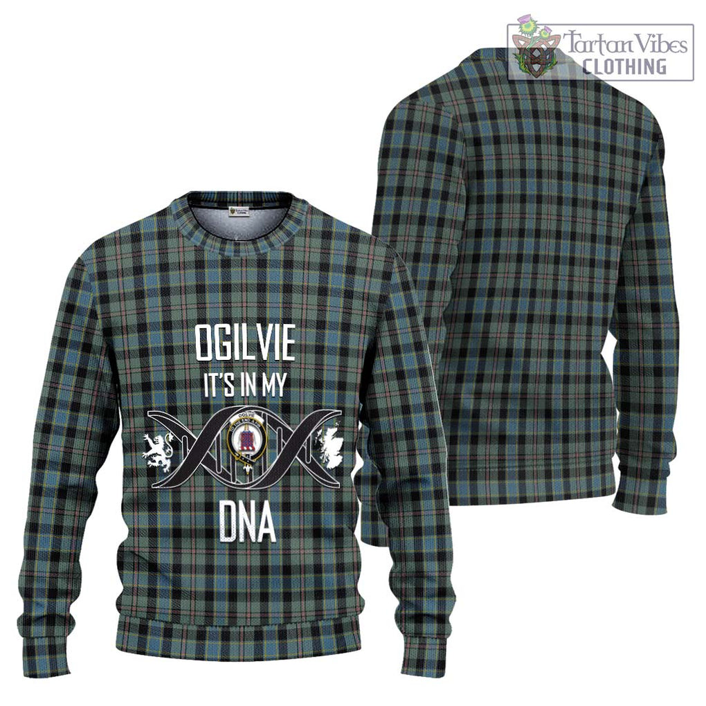 Ogilvie (Ogilvy) Hunting Tartan Knitted Sweater with Family Crest DNA In Me Style Unisex - Tartanvibesclothing Shop