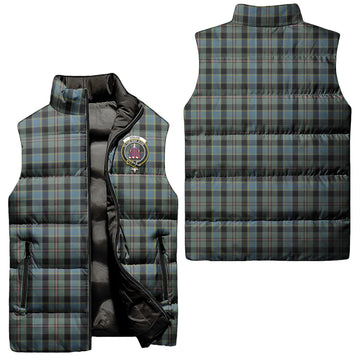 Ogilvie (Ogilvy) Hunting Tartan Sleeveless Puffer Jacket with Family Crest