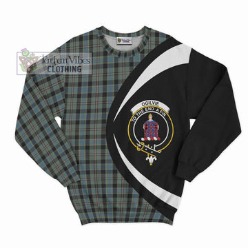 Ogilvie (Ogilvy) Hunting Tartan Sweatshirt with Family Crest Circle Style