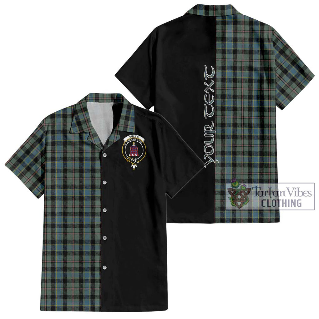 Ogilvie (Ogilvy) Hunting Tartan Short Sleeve Button Shirt with Family Crest and Half Of Me Style Kid - Tartanvibesclothing Shop