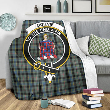 Ogilvie (Ogilvy) Hunting Tartan Blanket with Family Crest