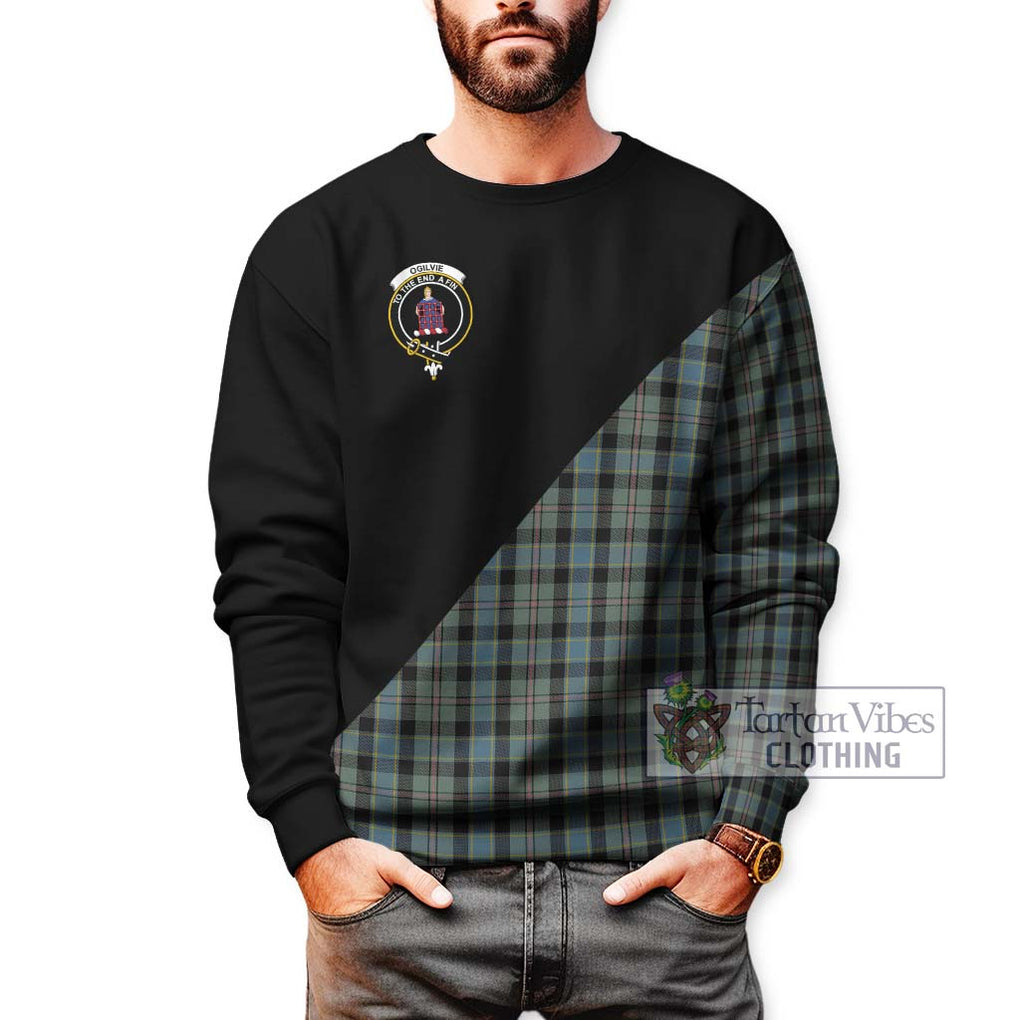 Ogilvie (Ogilvy) Hunting Tartan Sweatshirt with Family Crest and Military Logo Style Unisex - Tartanvibesclothing Shop