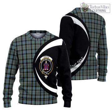 Ogilvie (Ogilvy) Hunting Tartan Ugly Sweater with Family Crest Circle Style