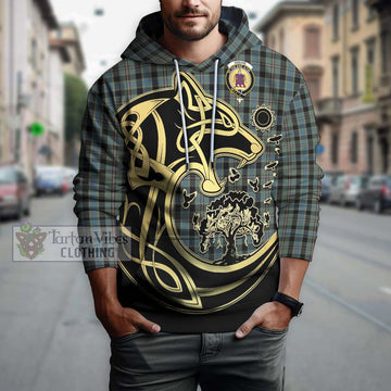 Ogilvie (Ogilvy) Hunting Tartan Hoodie with Family Crest Celtic Wolf Style