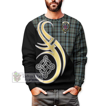 Ogilvie (Ogilvy) Hunting Tartan Sweatshirt with Family Crest and Celtic Symbol Style