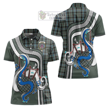 Ogilvie (Ogilvy) Hunting Tartan Women's Polo Shirt with Epic Bagpipe Style