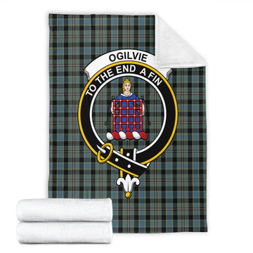 Ogilvie (Ogilvy) Hunting Tartan Blanket with Family Crest