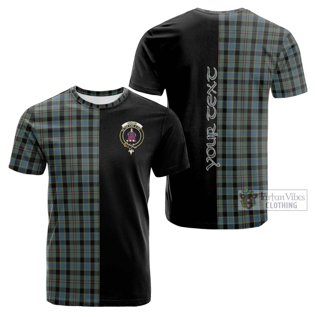 Tartan Vibes Clothing Ogilvie (Ogilvy) Hunting Tartan Cotton T-shirt with Family Crest and Half Of Me Style