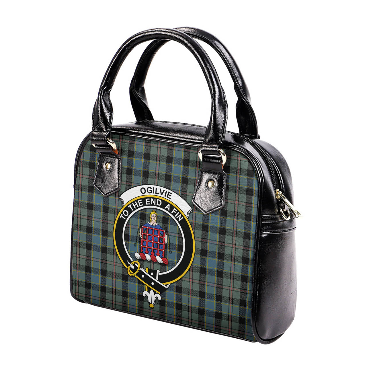 Ogilvie (Ogilvy) Hunting Tartan Shoulder Handbags with Family Crest - Tartanvibesclothing