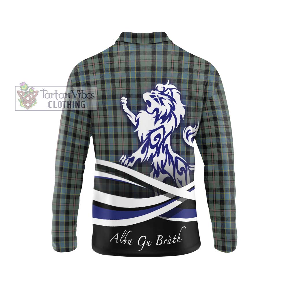 Ogilvie (Ogilvy) Hunting Tartan Long Sleeve Polo Shirt with Alba Gu Brath Regal Lion Emblem - Tartanvibesclothing Shop