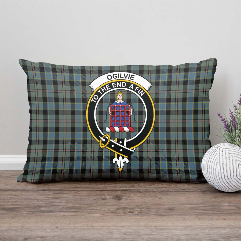 Ogilvie (Ogilvy) Hunting Tartan Pillow Cover with Family Crest Rectangle Pillow Cover - Tartanvibesclothing