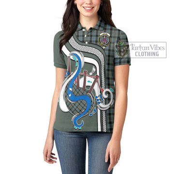 Ogilvie (Ogilvy) Hunting Tartan Women's Polo Shirt with Epic Bagpipe Style