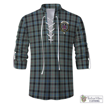 Ogilvie (Ogilvy) Hunting Tartan Men's Scottish Traditional Jacobite Ghillie Kilt Shirt with Family Crest