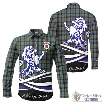 Ogilvie (Ogilvy) Hunting Tartan Long Sleeve Button Up Shirt with Alba Gu Brath Regal Lion Emblem