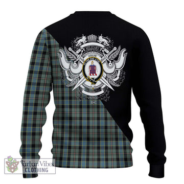 Ogilvie (Ogilvy) Hunting Tartan Ugly Sweater with Family Crest and Military Logo Style