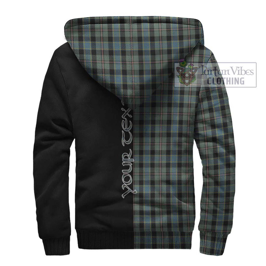 Ogilvie (Ogilvy) Hunting Tartan Sherpa Hoodie with Family Crest and Half Of Me Style - Tartanvibesclothing Shop