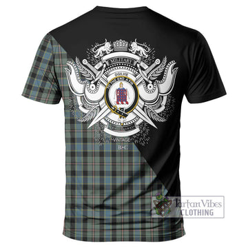 Ogilvie (Ogilvy) Hunting Tartan T-Shirt with Family Crest and Military Logo Style