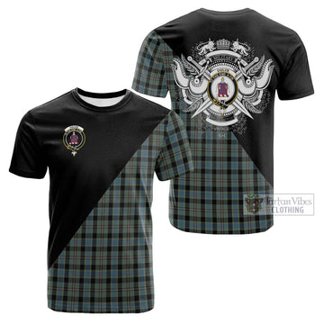 Ogilvie (Ogilvy) Hunting Tartan Cotton T-shirt with Family Crest and Military Logo Style