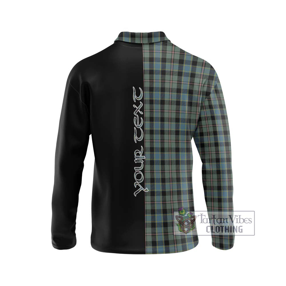 Ogilvie (Ogilvy) Hunting Tartan Long Sleeve Polo Shirt with Family Crest and Half Of Me Style - Tartanvibesclothing Shop