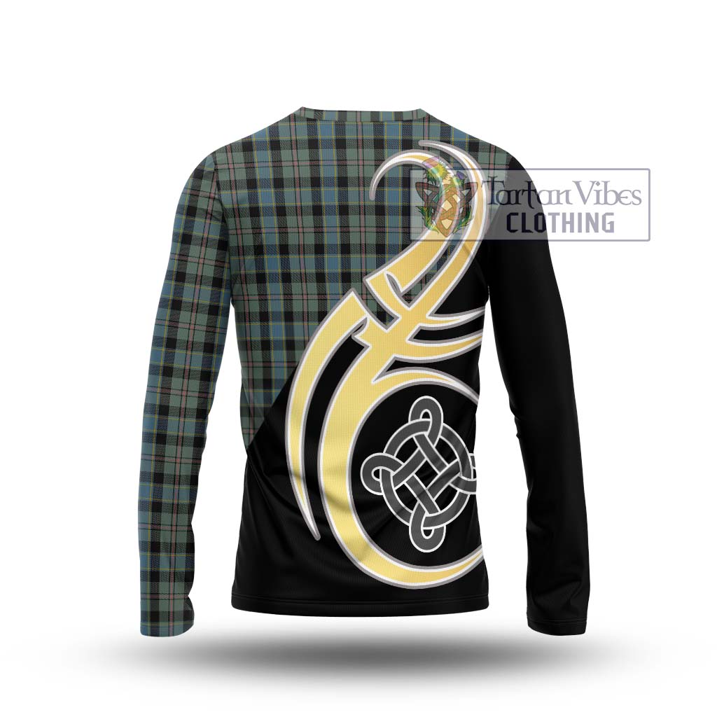 Ogilvie (Ogilvy) Hunting Tartan Long Sleeve T-Shirt with Family Crest and Celtic Symbol Style - Tartan Vibes Clothing