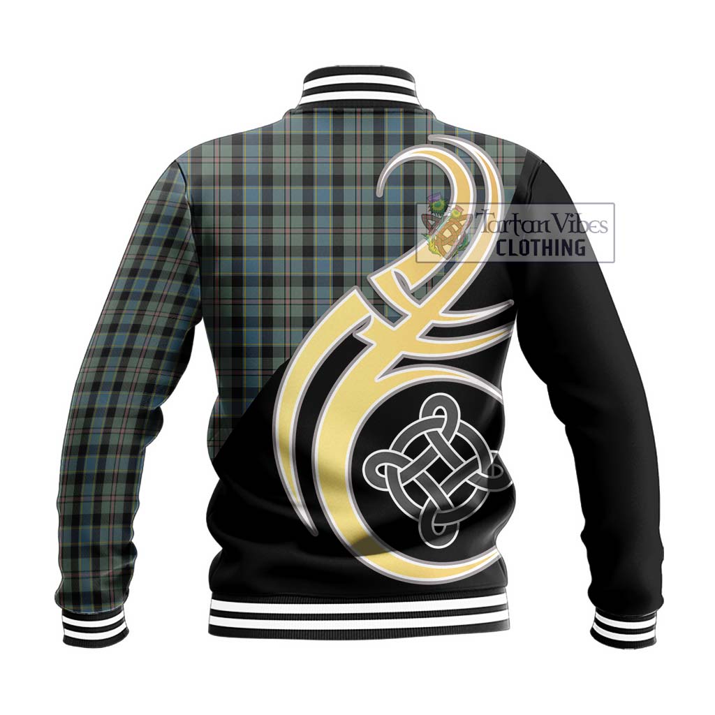 Ogilvie (Ogilvy) Hunting Tartan Baseball Jacket with Family Crest and Celtic Symbol Style - Tartan Vibes Clothing