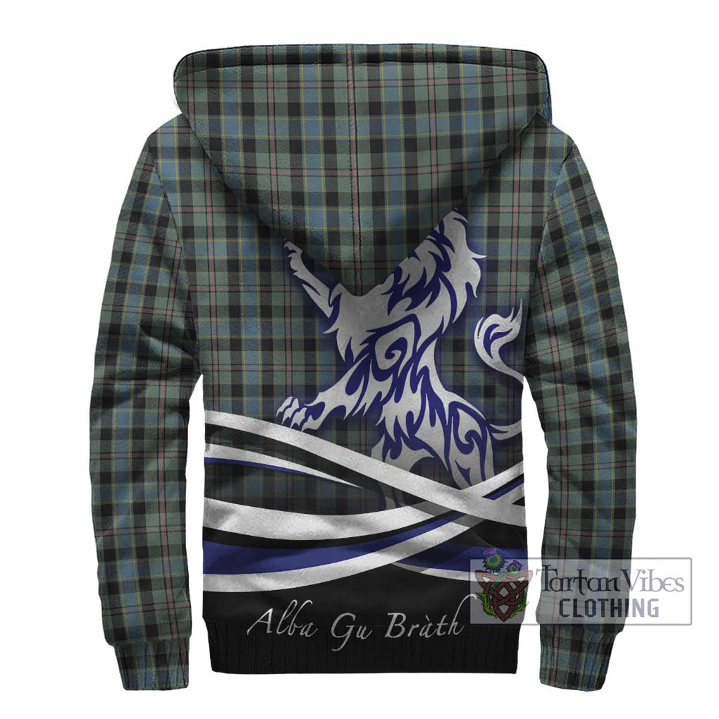 Ogilvie (Ogilvy) Hunting Tartan Sherpa Hoodie with Alba Gu Brath Regal Lion Emblem - Tartanvibesclothing Shop