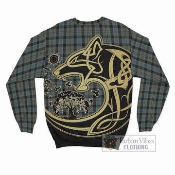 Ogilvie (Ogilvy) Hunting Tartan Sweatshirt with Family Crest Celtic Wolf Style